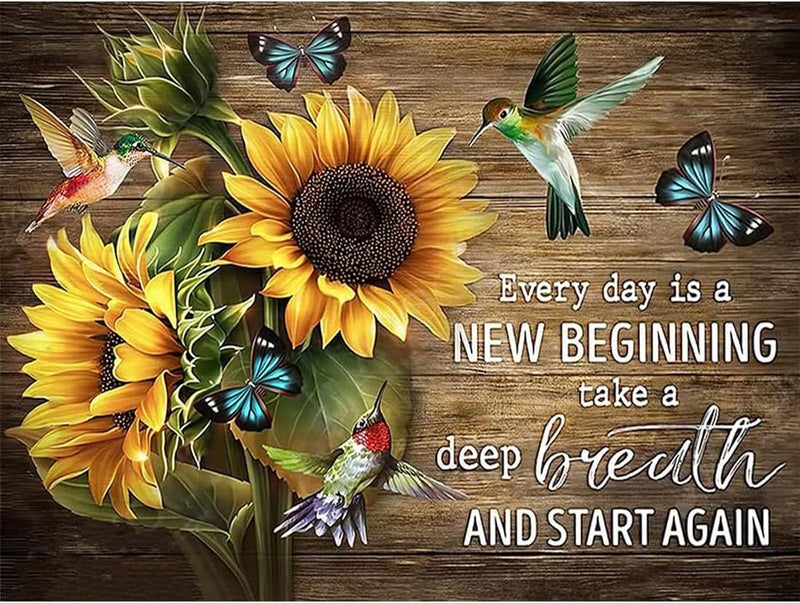 Tiwabb Stamped Cross Stitch Kits for Adults - Sunflower Inspirational Embroidery Kits for Beginners Adults,11 CT Patterns Dimensions Counted Cross Stitch Kits Arts Craft 12x16 inch - Image 1